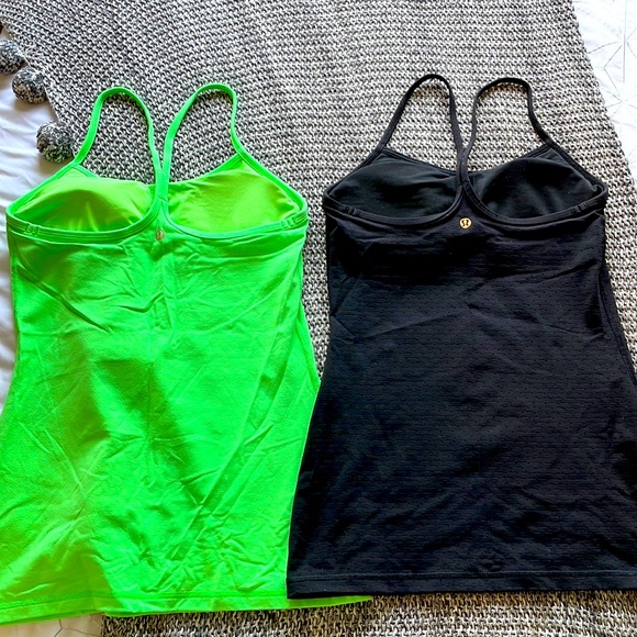 Lululemon Flow Y tank top neon green and black size 6 with pads included - Picture 2 of 2